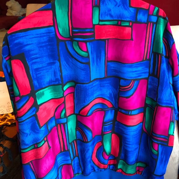 SOLD Vintage 1980s Bright Jacket Color Block - Picture 4 of 5